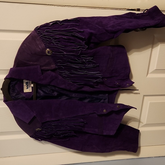 Vintage Purple leather Jacket sz M - Picture 1 of 4